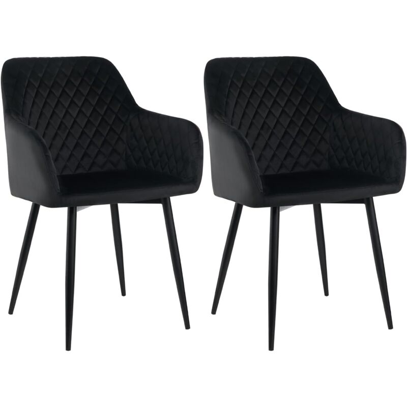 Jymtom - Lot de 2 Chaise Salle à Manger, Design scandinave Fauteuil en Velours, Rembourrée, Charge Max.120 kg, Pieds en Métal, pour Salon,