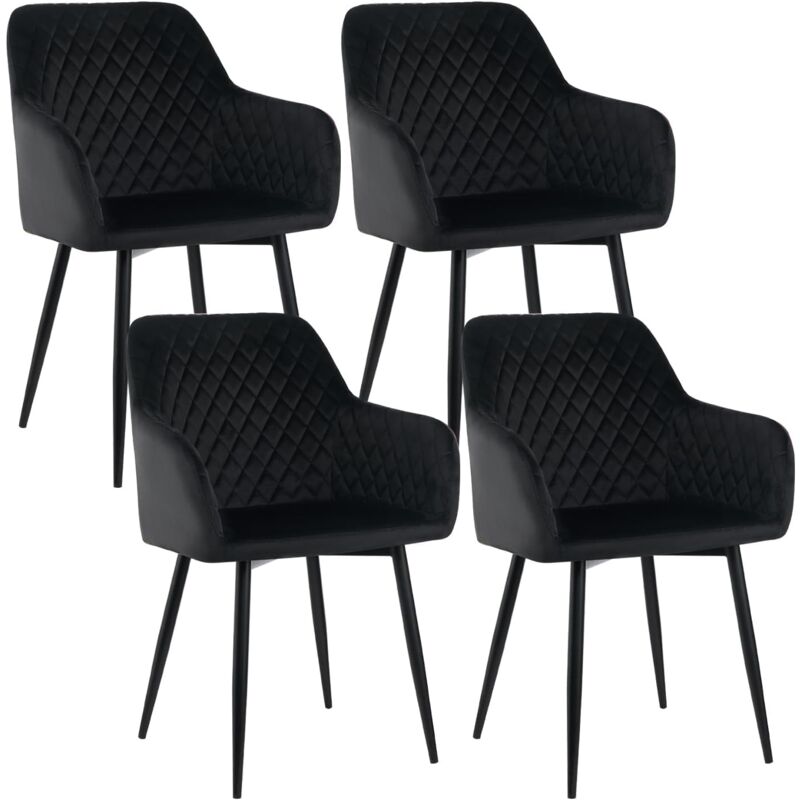 Jymtom - Lot de 4 Chaise Salle à Manger, Design scandinave Fauteuil en Velours, Rembourrée, Charge Max.120 kg, Pieds en Métal, pour Salon,