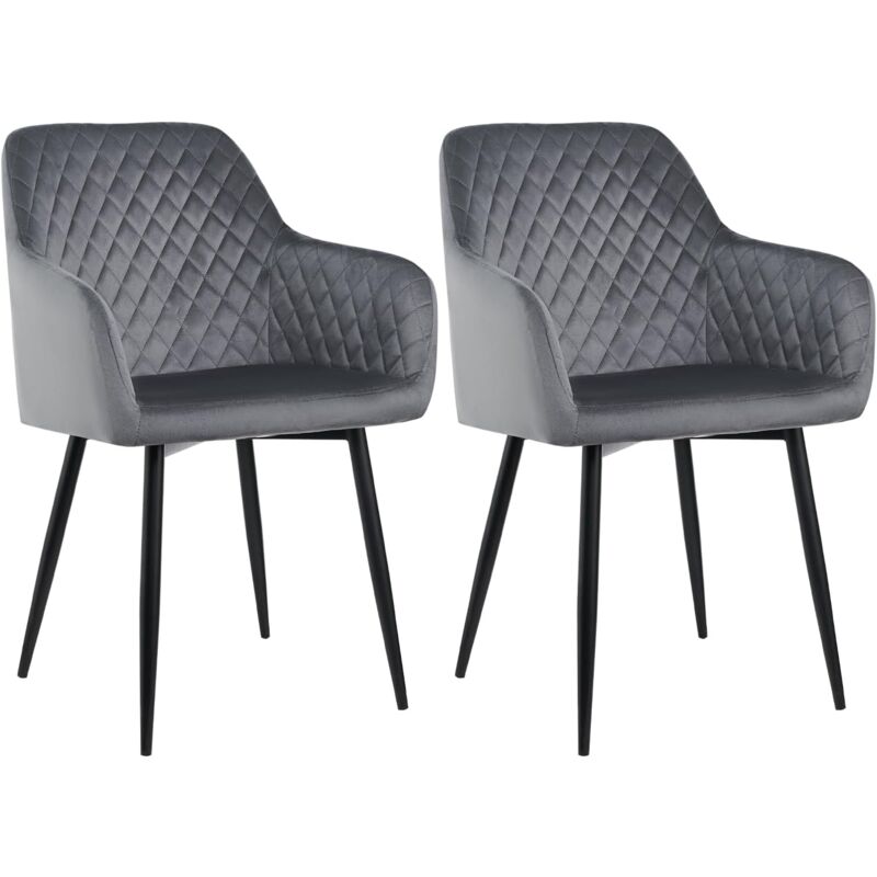 Jymtom - Lot de 2 Chaise Salle à Manger, Design scandinave Fauteuil en Velours, Rembourrée, Charge Max.120 kg, Pieds en Métal, pour Salon,