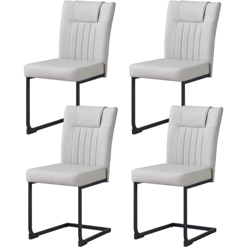 Jymtom - Lot de 4 chaises de salle à manger cantilever en cuir synthétique avec dossier haut et structure en métal mat pour salon, salle à manger,