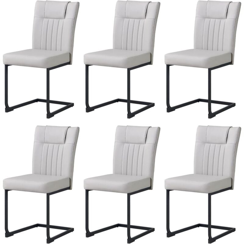 Jymtom - Lot de 6 chaises de salle à manger cantilever en cuir synthétique avec dossier haut et structure en métal mat pour salon, salle à manger,