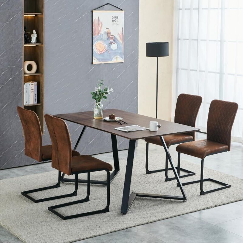 Jymtom - Lot de 4 chaises de salle à manger en simili-cuir, Moderne avec Dossier Haut et siège en rembourré avec Pieds chromés et chaises latérales