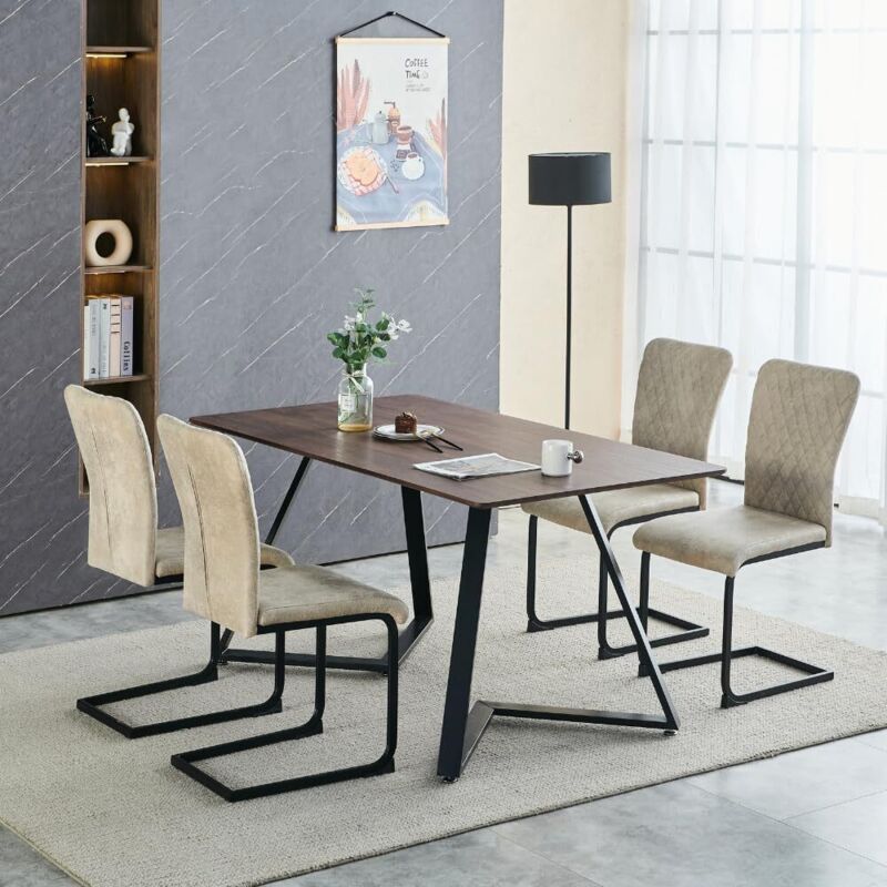 JYMTOM Lot de 4 chaises de salle à manger en simili-cuir, Moderne avec Dossier Haut et siège en rembourré avec Pieds chromés et chaises latérales de