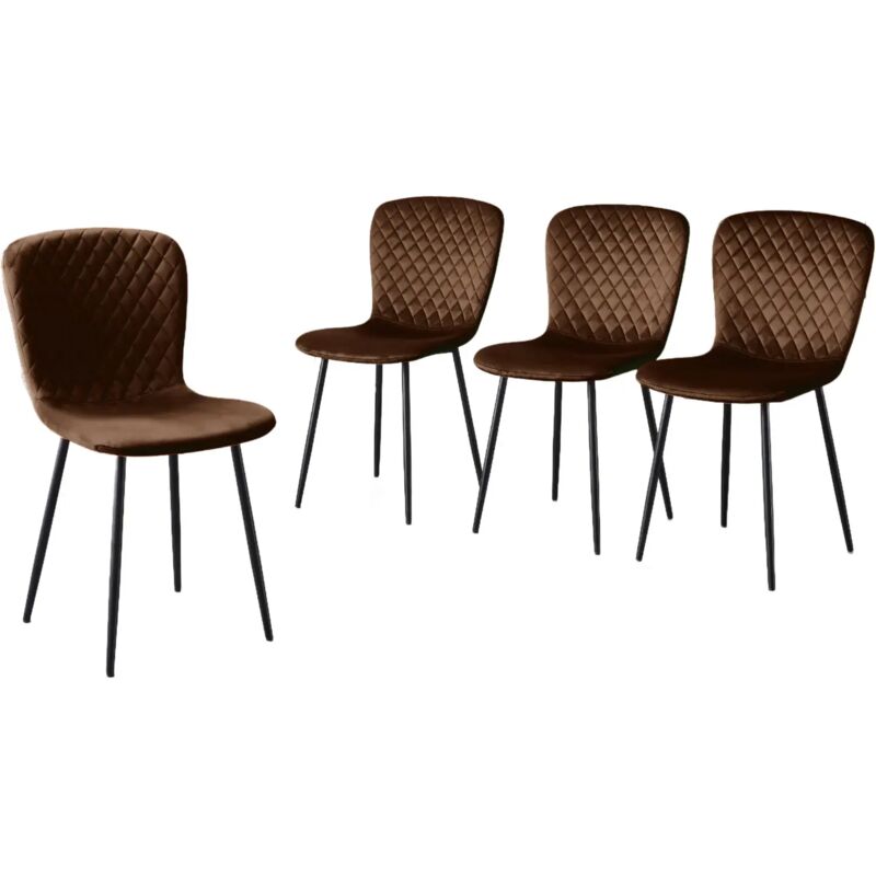 Jymtom - Lot de 4 chaises de salle à manger en velours avec dossier et pieds en métal - Style scandinave - Avec revêtement en velours - Pour table à