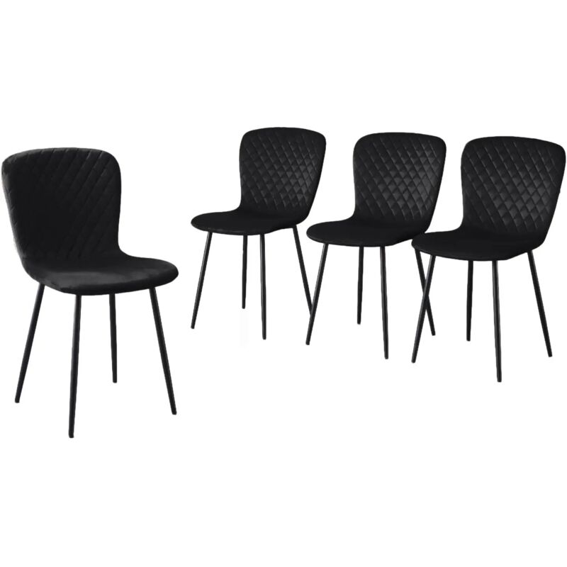 Jymtom - Lot de 4 chaises de salle à manger en velours avec dossier et pieds en métal - Style scandinave - Avec revêtement en velours - Pour table à