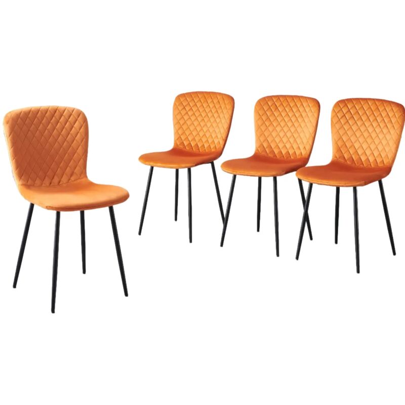 Jymtom - Lot de 4 chaises de salle à manger en velours avec dossier et pieds en métal - Style scandinave - Avec revêtement en velours - Pour table à