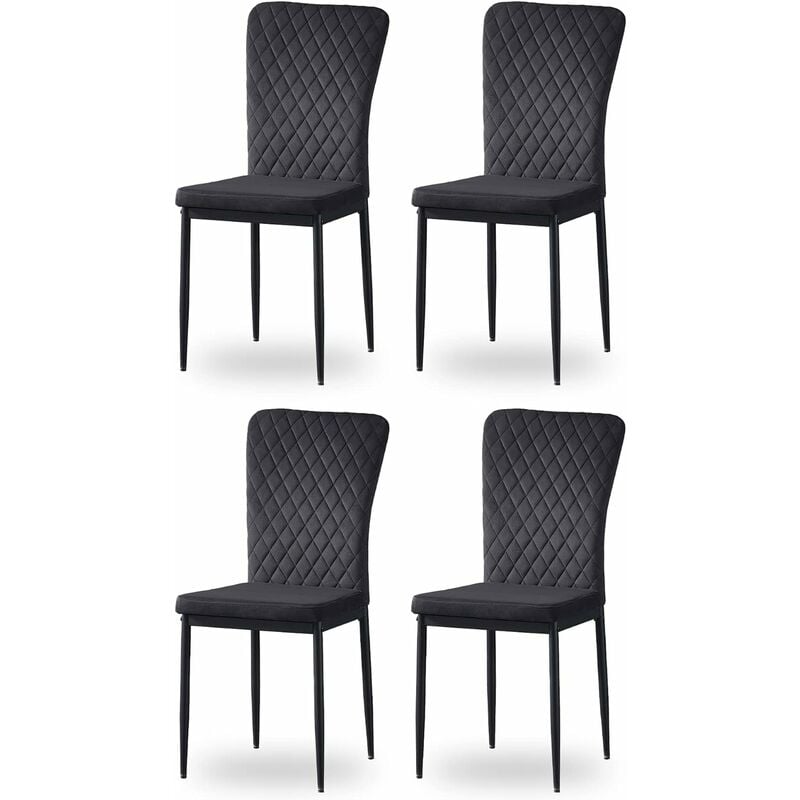 Ainpecca - jymtom Lot de 4 chaises jymtom noires bandeau pour salle à manger- Noir