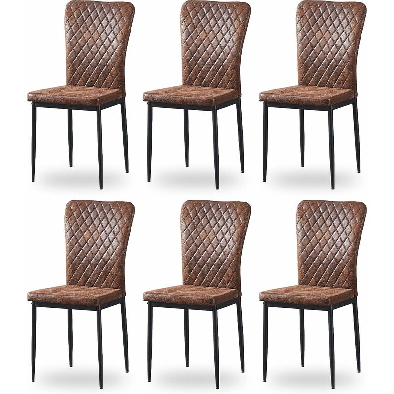 JYMTOM Lot de 6 chaises en Siège Tissu en Daim dossier capitonné- Marron