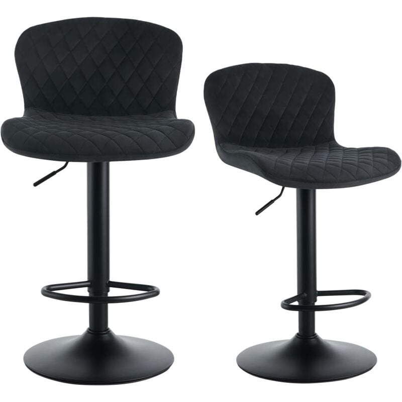 Jymtom - Lot de 2 tabourets de bar en velours avec dossier, assise rembourrée, hauteur réglable, pivotants à 360°, pour bar, cuisine, bistro,