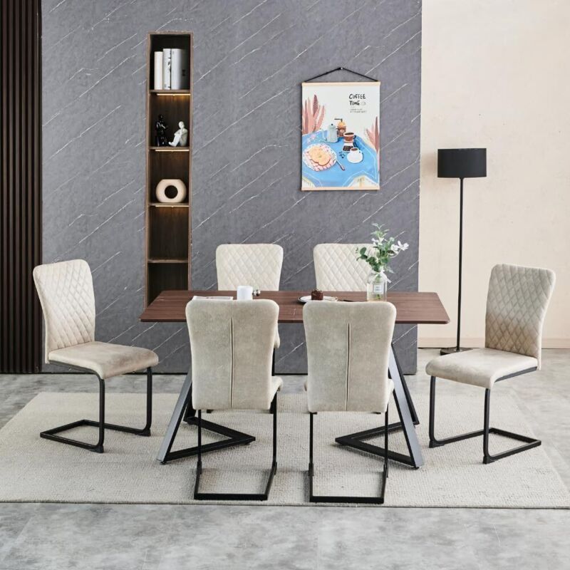 Jymtom - Lot de 6 chaises de salle à manger en simili-cuir, Moderne avec Dossier Haut et siège en rembourré avec Pieds chromés et chaises latérales