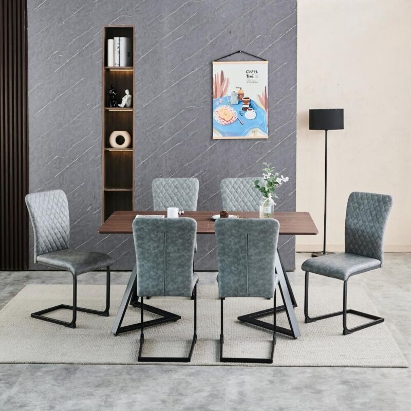 Jymtom - Lot de 6 chaises de salle à manger en simili-cuir, Moderne avec Dossier Haut et siège en rembourré avec Pieds chromés et chaises latérales