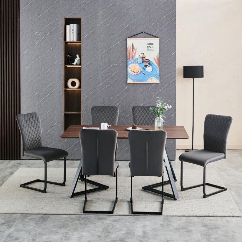 JYMTOM Lot de 6 chaises de salle à manger en velours, Moderne avec Dossier Haut et siège en rembourré avec Pieds chromés et chaises latérales de