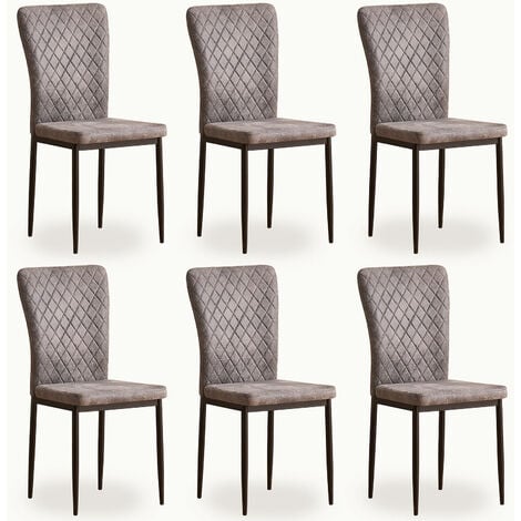 JYMTOM 6 chaises en Siège Tissu en Daim dossier capitonné- Gris clair