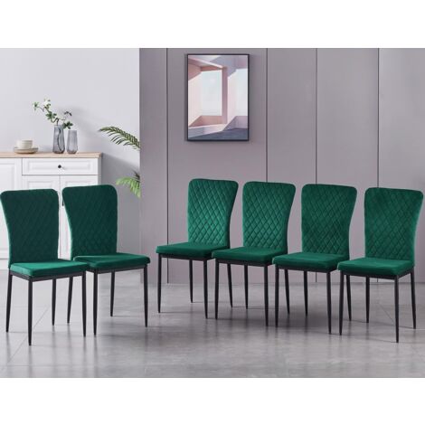 Jymtom – Lot de 6 chaises en velours gris capitonné – Confort ergonomique – Pieds en métal – Charge maximale 100 kg