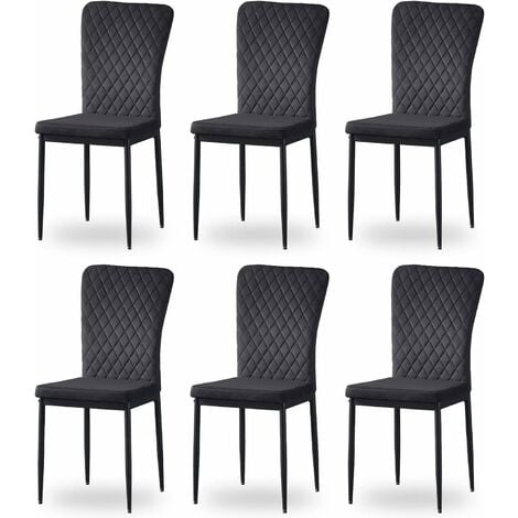 AINPECCA 6 chaises JYMTOM noires bandeau pour salle à manger- Noir