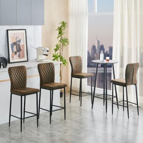 JYMTOM Lot de 6 tabourets de bar en velours avec dossier-Tabouret de bar avec assise rembourrée et structure métallique - Conçu pour la salle à manger, la cuisine, le bar, le bistrot (Gris)