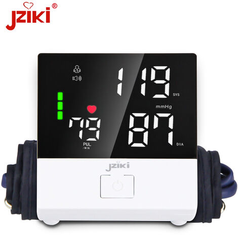 JZIKI ZK-B881 Oberarm-Blutdruckmessgerät Digitales & Elektronisches Blutdruckmessgerät Tonometer Herzfrequenzerkennung mit großem LED-Bildschirm 99 2 Speicher für den Heimgebrauch