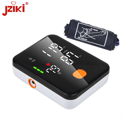 JZIKI ZK-B883 Oberarm-Blutdruckmessgerät Digitaler BP-Monitor Elektronisches Blutdruckmessgerät Tonometer Unterstützt englische Sprachübertragung mit großem LED-Bildschirm 99 2 Speichertasche für den - Eingebaute Lithium-Batterie