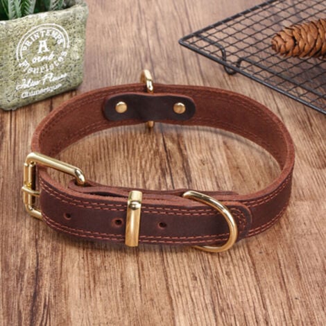 K-9 Collier pour Chien Robuste rembourré et réglable en Cuir véritable (Marron, XXL de Large pour 58 cm - 73 cm de Cou)