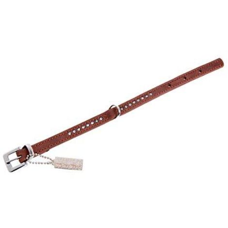K bufalo collare diamanti una riga, 17 mm 40 cm regolabile marrone 30-36 cm