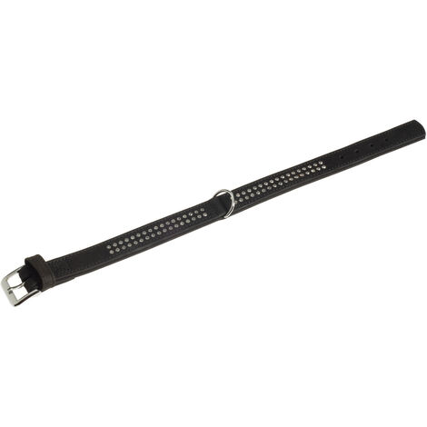K BUFFALO COLLAR DIAMANTES DOS FILAS, 30MM 50CM NEGRO AJUSTABLE 38,5-44,5CM