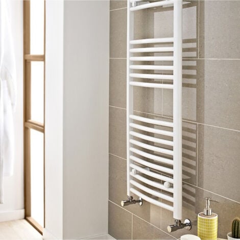 Kartell White 800mm x 300mm Curved 22mm Towel Rail - CTR308W