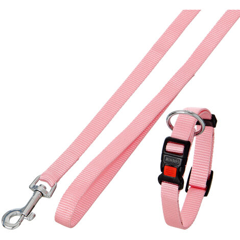 K SET PARA CACHORRO COLLAR Y CORREA, ROSA 15MM 20-40CM, 120CM