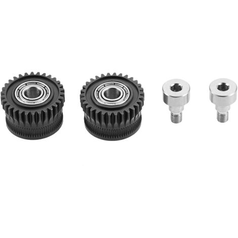 K1 Lot de 2 engrenages d'extrudeuse en acier trempé nickelé - Noir - Compatible avec imprimante 3D Creality K1/K1 Max/K1C/Ender 3 V3/Ender 3 V3 Plus
