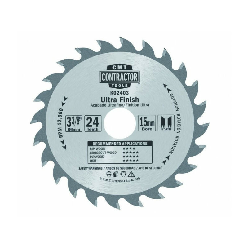 CMT - Contractor : 3 x Lame carbure 190 z= 24 / 24 / 40 atb al: 30 mm