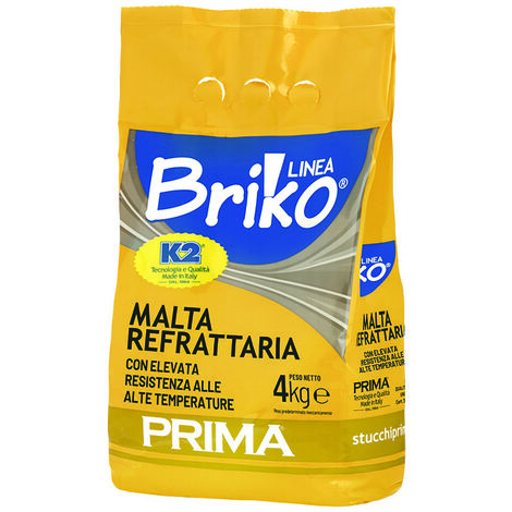 K2 linea briko malta refrattaria grigia in polvere - kg.4 in busta - 4 pz