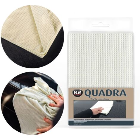 K2 Microfibra Waffle 60x90cm para Secado de Cristales y Carrocerías, toalla de microfibra de alta calidad, absorbe agua rápidamente, ideal para vehículos y superficies delicadas.