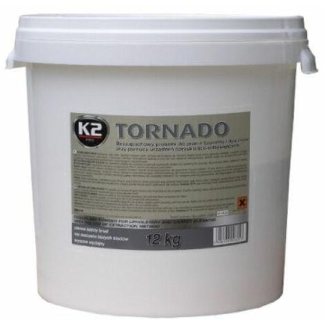 K2 Powder de Fragrance Free Wash 12kg, nettoyant pour meubles rembourrés, élimine les taches et la saleté, ideal pour les véhicules, hygiénique et efficace, formule inodore.