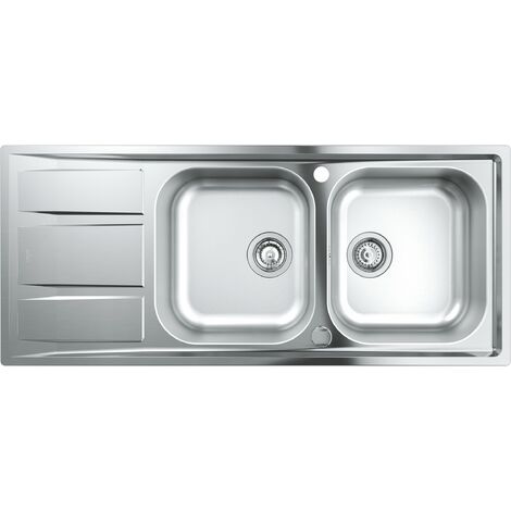 Évier En Acier Inoxidable Grohe K400 À Double Bac Avec Égouttoir