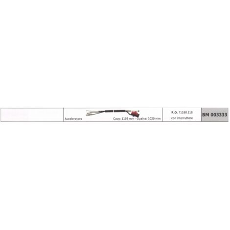 KAAZ débroussailleuse câble d'accélérateur 1193 mm gaine de câble 1020 mm