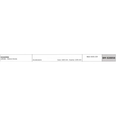 KAAZ tondeuse LM5361 câble accélérateur - moteur Honda câble 1425mm gaine 1335mm