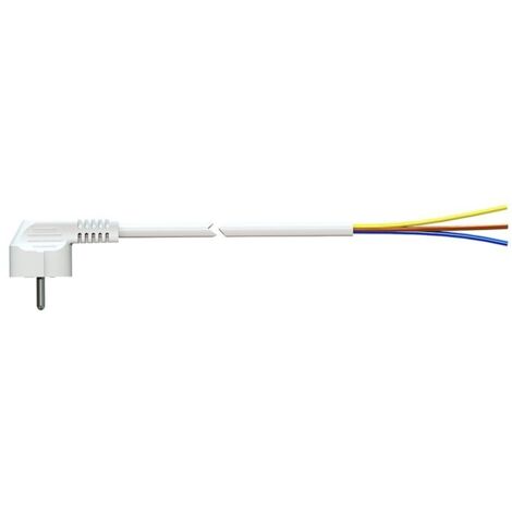 Kabel mit Schuko-Stecker, 1,5 m, 3 x 1,5 mm, 4,8 mm, 16 A, 250 V, T/TL, Weiß. SOLERA 7000/1,5