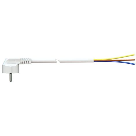 Kabel mit Schuko-Stecker, 3 m, 3 x 1,5 mm, 4,8 mm, 16 A, 250 V, T/TL, Weiß. SOLERA 7000/3