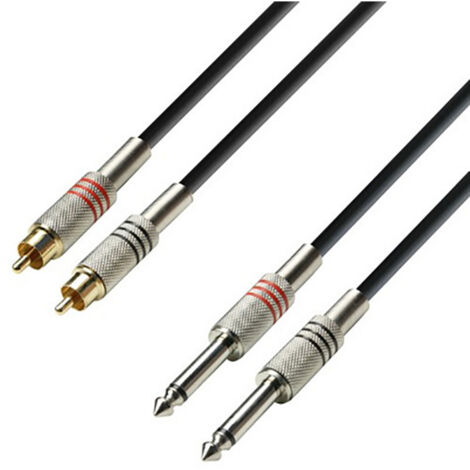Kabel RCA 2 Stecker auf 2 JACK 6,3 Mono 1m