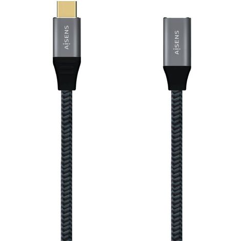 Kabel usb 3.2 Typ-c aisens a107-0635/ usbusb Typ-c-Stecker - usbusb Typ-c-Buchse/ 1m/ grau