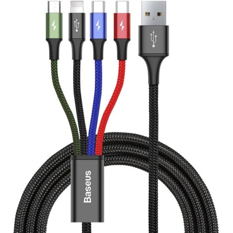 Kabel USB Baseus Fast 4w1 2xUSB-C / Lightning / Micro 3,5A 1,2m (czarny)
