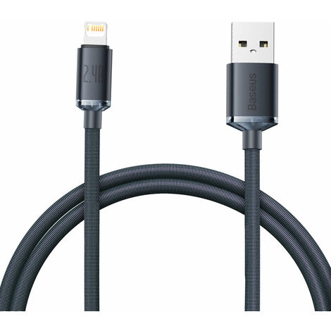 Kabel zum schnellen Laden und zur Datenübertragung USB Iphone Lightning 2.4A 1,2m schwarz