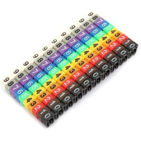 Kabelanhänger, codierter digitaler Kabelanhänger-Clip mit Zahlen von 0 bis 9, bunter Kunststoff-Kabelmarker vom Typ C, Anti-Lose (2,5 mm², 100 Stück)