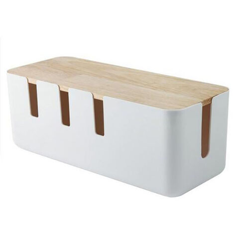 Kabelaufbewahrungsbox aus Holz – Rechteckiger Steckdosenorganizer