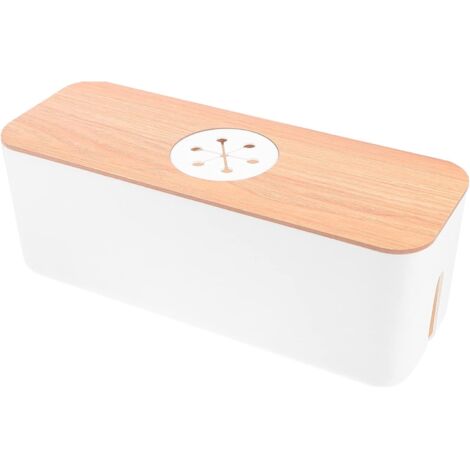 Kabelaufbewahrungsbox mit Holzdeckel, Organizer für Steckdosenleisten und Ladegeräte, Kabelabdeckung für den Innenbereich