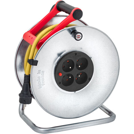 Kabelaufroller SILVER BRICO-250 mit 4 Steckdosen - H05VV-F 3G1,5 33m