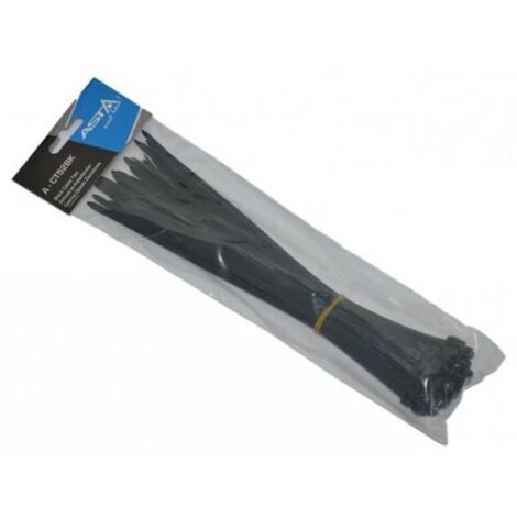 Kabelbinder Asta 5x250mm, 50 Stück, schwarz, ideal zum Befestigen und Sichern de von Kabeln, strapazierfähiges Design, stark, einfach dezu verwenden, perfekt für de Organisationsprojekte.