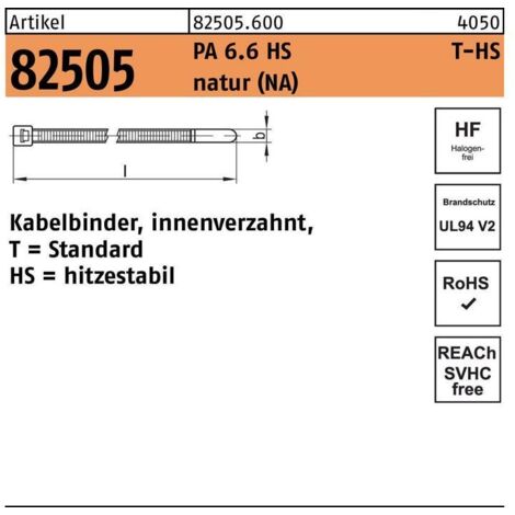 Kabelbinder R 82505 innenverz. 4,7x390 /110 PA6.6 HS natur 100St HELLERMANNTYTON