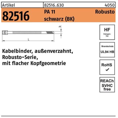 Kabelbinder R 82516 Robusto 9,0 x 355/92 Polyamid 11 schwarz