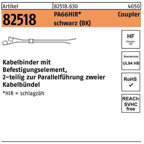 Kabelbinder R 82518 4,6 x 200/ 50 PA66HIR schwarz