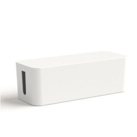 Kabelbox (Aufbewahrungsbox für Ladekabel und Steckdosenleisten, Kabelmanagementbox 40 x 15,5 x 13,5 cm, Gummifüße) Weiß